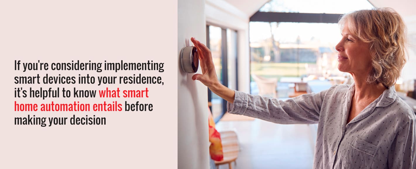women changing the smart thermostat in home